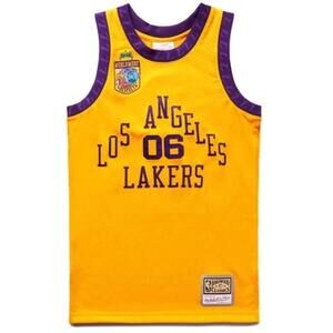 NWT Bodega x Mitchell & Ness Lakers Jersey Worldwide Respect Gold Size XL 06